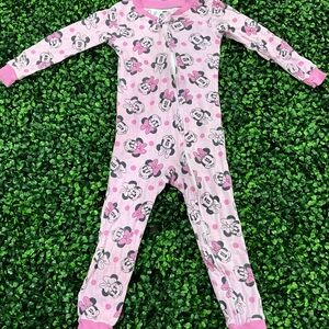 Disney Pink Minnie Mouse Footed Onesie